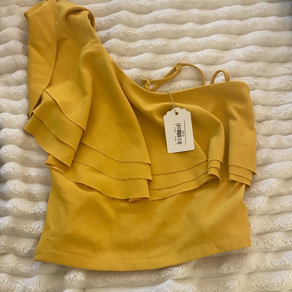 bishop + young Mustard One-Shoulder Top